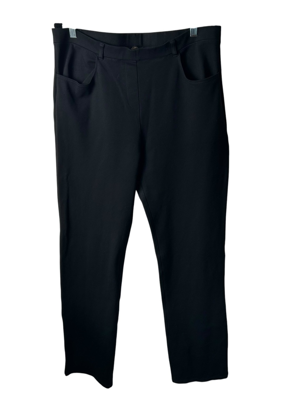Quince Ponte Ultra Stretch Straight Pants Womens XL Black Pull On 4 Pockets